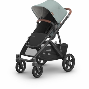 UPPAbaby Vista V3 Single-to-Double Stroller - Kenzi (Mystic Aqua / Carbon Frame / Saddle Leather)