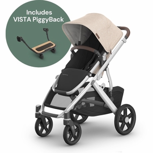 UPPAbaby Vista V3 Single-to-Double Stroller + PiggyBack Ride-Along Bundle - Declan