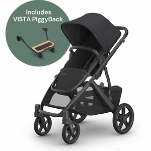 UPPAbaby Vista V3 Single-to-Double Stroller + PiggyBack Ride-Along Bundle - Jake