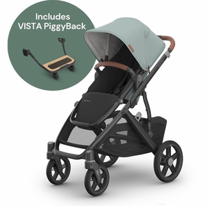 UPPAbaby Vista V3 Single-to-Double Stroller + PiggyBack Ride-Along Bundle - Kenzi