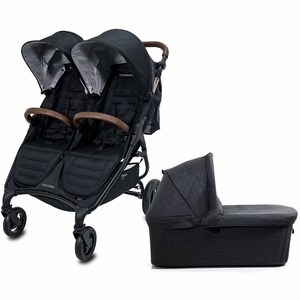 Valco Snap Duo Trend Side by Side Double Stroller + Bassinet Bundle - Black / Black