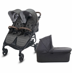 Valco Snap Duo Trend Side by Side Double Stroller + Bassinet Bundle - Charcoal / Charcoal