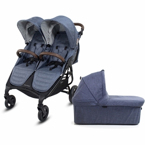 Valco Snap Duo Trend Side by Side Double Stroller + Bassinet Bundle - Denim / Denim