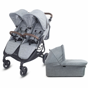 Valco Snap Duo Trend Side by Side Double Stroller + Bassinet Bundle - Grey Marle / Grey Marle