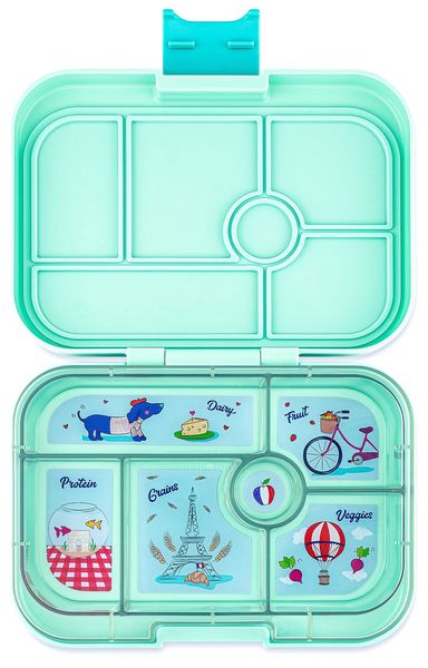 Yumbox Original Leakproof Bento Lunchbox, 6 Compartment - Serene Aqua / Paris Tray